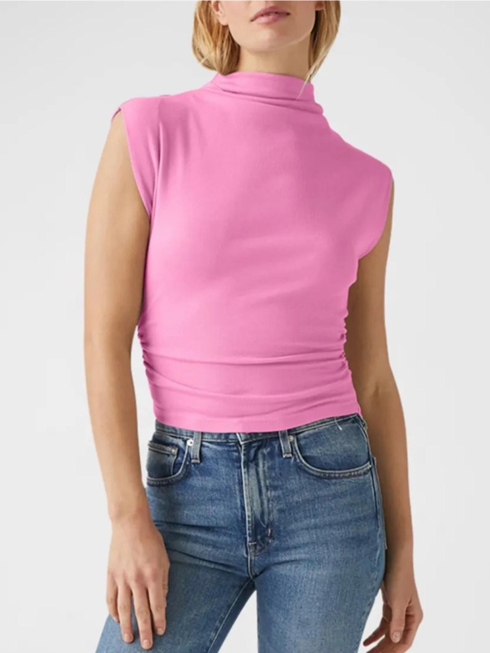 Michael Stars "Amara" High Neck Top in Pink, L